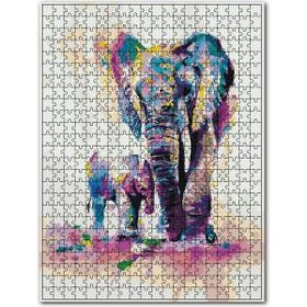 Cakapuzzle Anne Fil ve Yavrusu Dijital Suluboya 120 Parça Puzzle