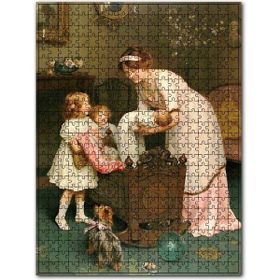 Cakapuzzle Anne Küçük Kızları ve Bebek 500 Parça Ahşap Puzzle