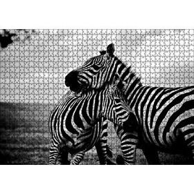Cakapuzzle Anne Zebra ve Yavrusu Siyah Beyaz 120 Parça Ahşap Puzzle