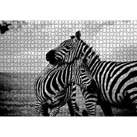 Cakapuzzle Anne Zebra ve Yavrusu Siyah Beyaz 120 Parça Ahşap Puzzle