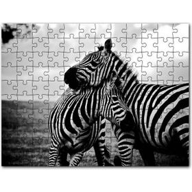 Cakapuzzle Anne Zebra ve Yavrusu Siyah Beyaz 120 Parça Puzzle