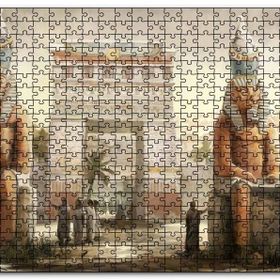Cakapuzzle Antik Mısır Zafer Takı ve Sfenksler Mdf 1000 Parça Puzzle