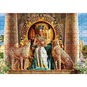 Cakapuzzle Antik Mısırda Nefertiti ve Tahtın Yanında Çitalar 255 Parça Puzzle