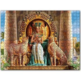 Cakapuzzle Antik Mısırda Nefertiti ve Tahtın Yanında Çitalar 500 Parça Puzzle