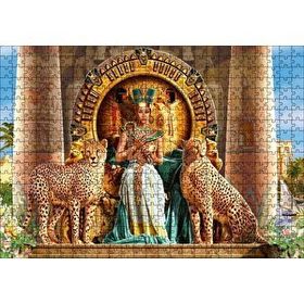 Cakapuzzle Antik Mısırda Nefertiti ve Tahtın Yanında Çitalar 500 Parça Puzzle