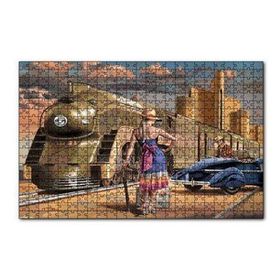 Cakapuzzle Antika Araba ve Yolcular İle Fütüristik Tren Mdf 255 Parça Puzzle