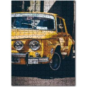 Cakapuzzle Antika Sarı Otomobil Yarım Plan Mdf 120 Parça Puzzle