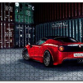 Cakapuzzle Arkadan Görünüş Alfa Romeo 4c ve Konteynerler Mdf 120 Parça Puzzle