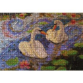 Cakapuzzle Aşık Kuğular Yağlıboya Ahşap 1000 Parça Puzzle
