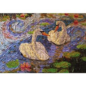 Cakapuzzle Aşık Kuğular Yağlıboya Ahşap 255 Parça Puzzle