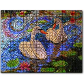 Cakapuzzle Aşık Kuğular Yağlıboya Ahşap 500 Parça Puzzle