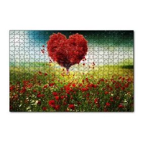 Cakapuzzle Aşk Kalp Ağaç Çiçekler İlkbahar 120 Parça Ahşap Puzzle