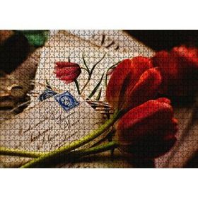 Cakapuzzle Aşk Mektupları ve Kırmızı Laleler Mdf 1000 Parça Puzzle
