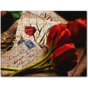 Cakapuzzle Aşk Mektupları ve Kırmızı Laleler Mdf 500 Parça Puzzle