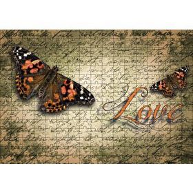 Cakapuzzle Aşk Yazılı Kelebekler 120 Parça Ahşap Puzzle