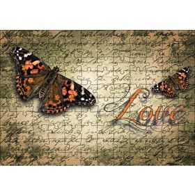 Cakapuzzle Aşk Yazılı Kelebekler 120 Parça Ahşap Puzzle
