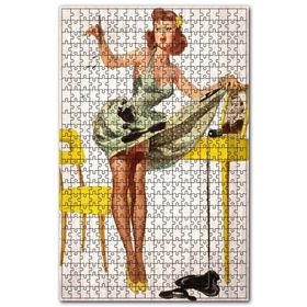 Cakapuzzle Asker Yolu Bekleyen Kadın Görseli Ahşap 1000 Parça Puzzle