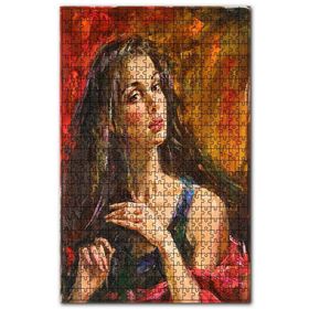 Cakapuzzle Askılı Elbiseli Kumral Kadın Ahşap 1000 Parça Puzzle