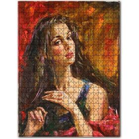 Cakapuzzle Askılı Elbiseli Kumral Kadın Ahşap 1000 Parça Puzzle