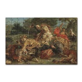 Cakapuzzle Aslan Avı Eugène Delacroix Sanat Görseli 120 Parça Ahşap Puzzle