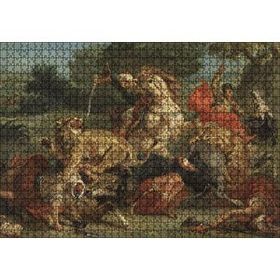 Cakapuzzle Aslan Avı Eugène Delacroix Sanat Görseli 120 Parça Ahşap Puzzle