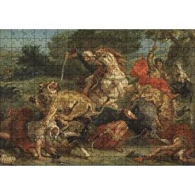 Cakapuzzle Aslan Avı Eugène Delacroix Sanat Görseli 120 Parça Ahşap Puzzle