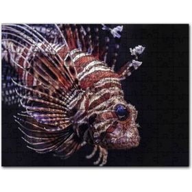 Cakapuzzle Aslan Balığı Yakın Çekim Karanlık Arkaplan Mdf 120 Parça Puzzle