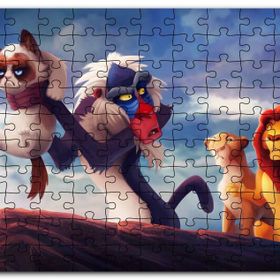 Cakapuzzle Aslan Kral Huysuz Kedi Komik Animasyon Görseli Mdf 1000 Parça Puzzle