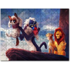 Cakapuzzle Aslan Kral Huysuz Kedi Komik Animasyon Görseli Mdf 1000 Parça Puzzle