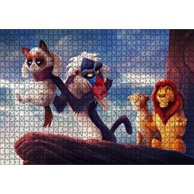 Cakapuzzle Aslan Kral Huysuz Kedi Komik Animasyon Görseli Mdf 1000 Parça Puzzle