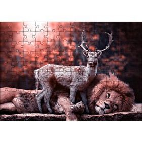 Cakapuzzle Aslan ve Geyik Rüya Gibi 120 Parça Ahşap Puzzle