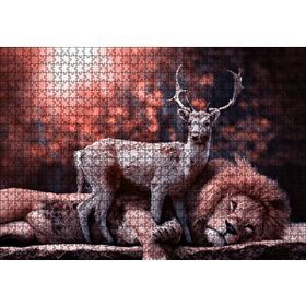 Cakapuzzle Aslan ve Geyik Rüya Gibi 120 Parça Ahşap Puzzle