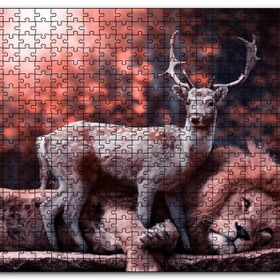 Cakapuzzle Aslan ve Geyik Rüya Gibi Mdf 120 Parça Puzzle