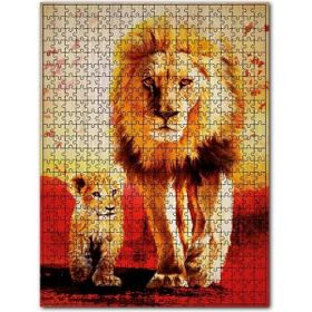 Cakapuzzle Aslan ve Yavrusu Görseli 500 Parça Puzzle
