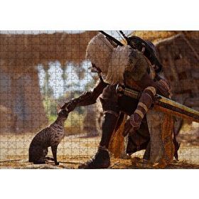Cakapuzzle Assassins Creed Origins Mısır Kedi ve Karakter Mdf 500 Parça Puzzle