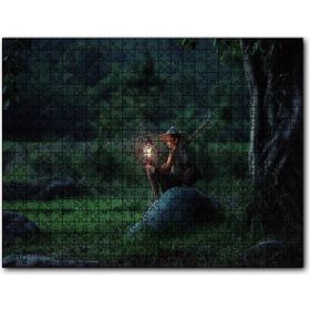 Cakapuzzle Asyalı Kız Gece Lambası ve Orman Mdf 1000 Parça Puzzle