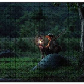Cakapuzzle Asyalı Kız Gece Lambası ve Orman Mdf 255 Parça Puzzle