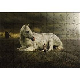 Cakapuzzle At Köpek Kız Çocuğu Fantatik Mdf 120 Parça Puzzle