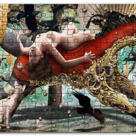 Cakapuzzle At Şeklindeki Tahtta Çıplak Genç Kadın Mdf 120 Parça Puzzle