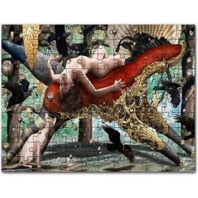 Cakapuzzle At Şeklindeki Tahtta Genç Kadın 500 Parça Puzzle