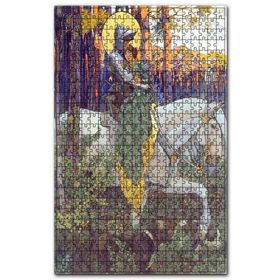 Cakapuzzle At Üzerinde Zırhlı Şövalye ve Genç Kız Ahşap 255 Parça Puzzle
