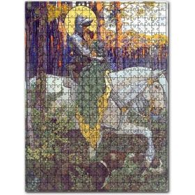 Cakapuzzle At Üzerinde Zırhlı Şövalye ve Genç Kız Ahşap 255 Parça Puzzle