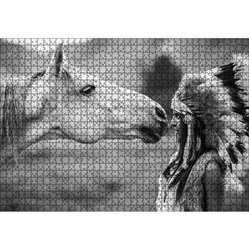 Cakapuzzle At ve Kızılderili 120 Parça Ahşap Puzzle