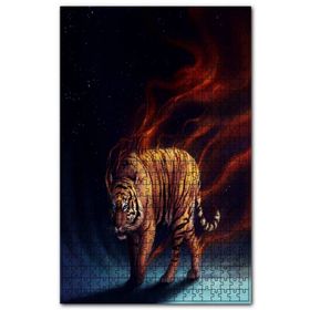 Cakapuzzle Ateş Saçan Kaplan Mavi Gece Ahşap 255 Parça Puzzle
