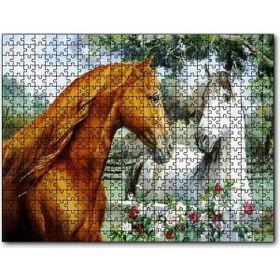Cakapuzzle Atlar ve Güller Yağlı Boya Resmi 500 Parça Puzzle