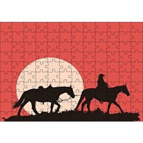 Cakapuzzle Atlar ve Kementli Kovboy 120 Parça Ahşap Puzzle