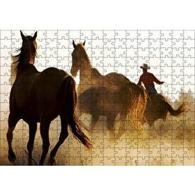 Cakapuzzle Atlar ve Kementli Kovboy Mdf 255 Parça Puzzle