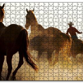 Cakapuzzle Atlar ve Kementli Kovboy Mdf 500 Parça Puzzle