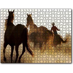 Cakapuzzle Atlar ve Kementli Kovboy Mdf 500 Parça Puzzle