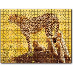 Cakapuzzle Atletik Çita ve Sevimli Yavruları Mdf 255 Parça Puzzle